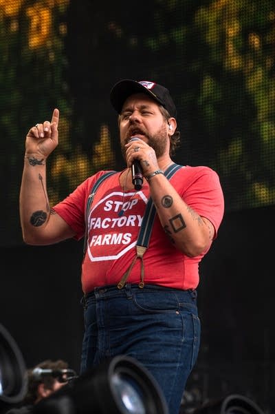 Nathaniel Rateliff performing on stage