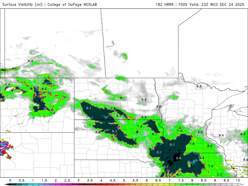 Surface visibility Wednesday 5 p.m. to Thursday 6 a.m.