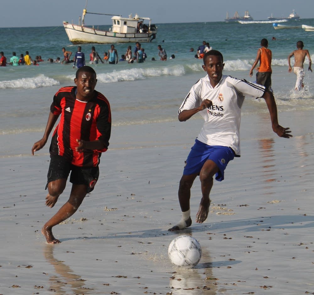 Playing football