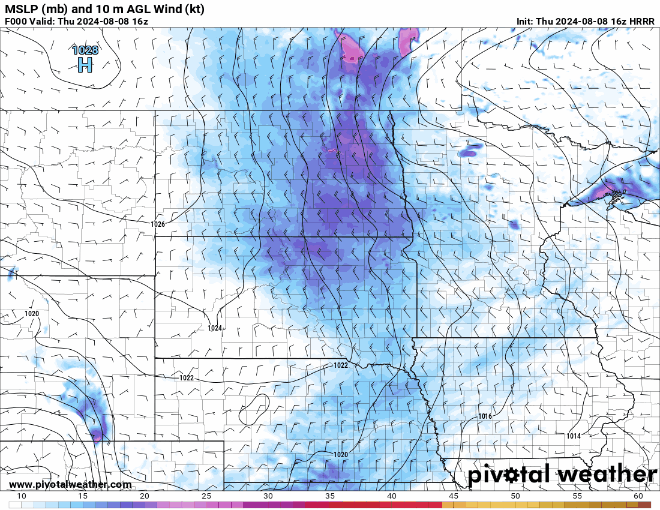 Forecast winds Thursday afternoon through Thursday evening. 