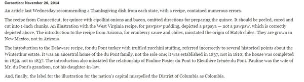 Classic NYT correction on ‘grape salad’ story