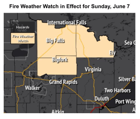 Fire weather watch for Sunday