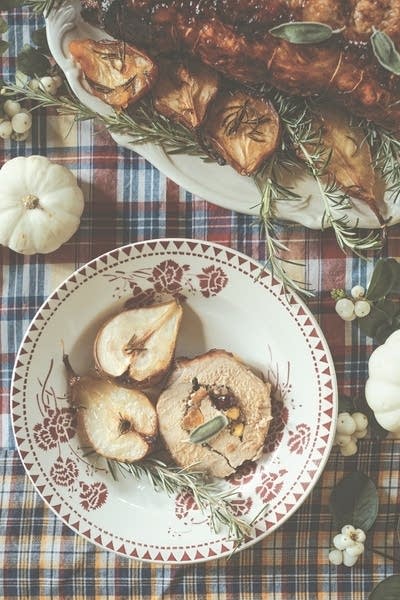 Dried Fruit-Stuffed Pork Loin With Pears