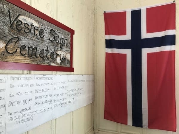 A view of the inside of a small rural church.