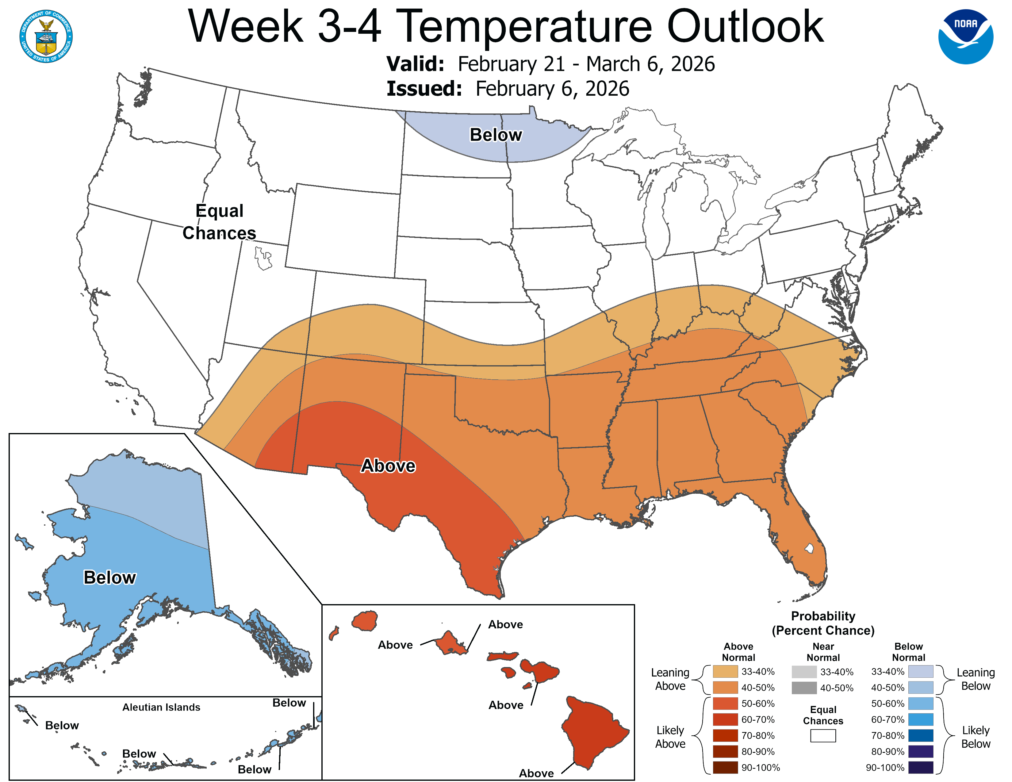 NOAA week 3 and 4 temperature outlook