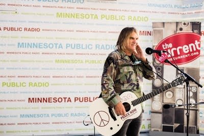 Mike Peters of the Alarm at the MPR booth