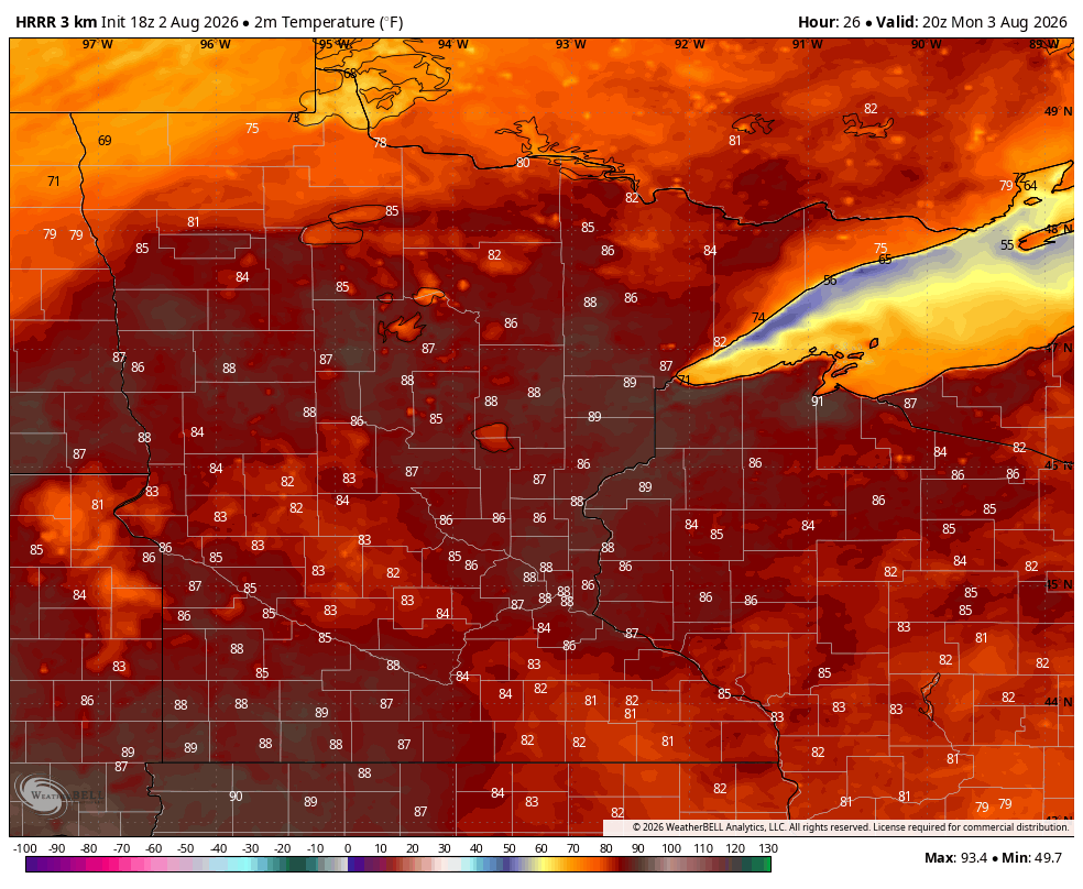 Monday temps