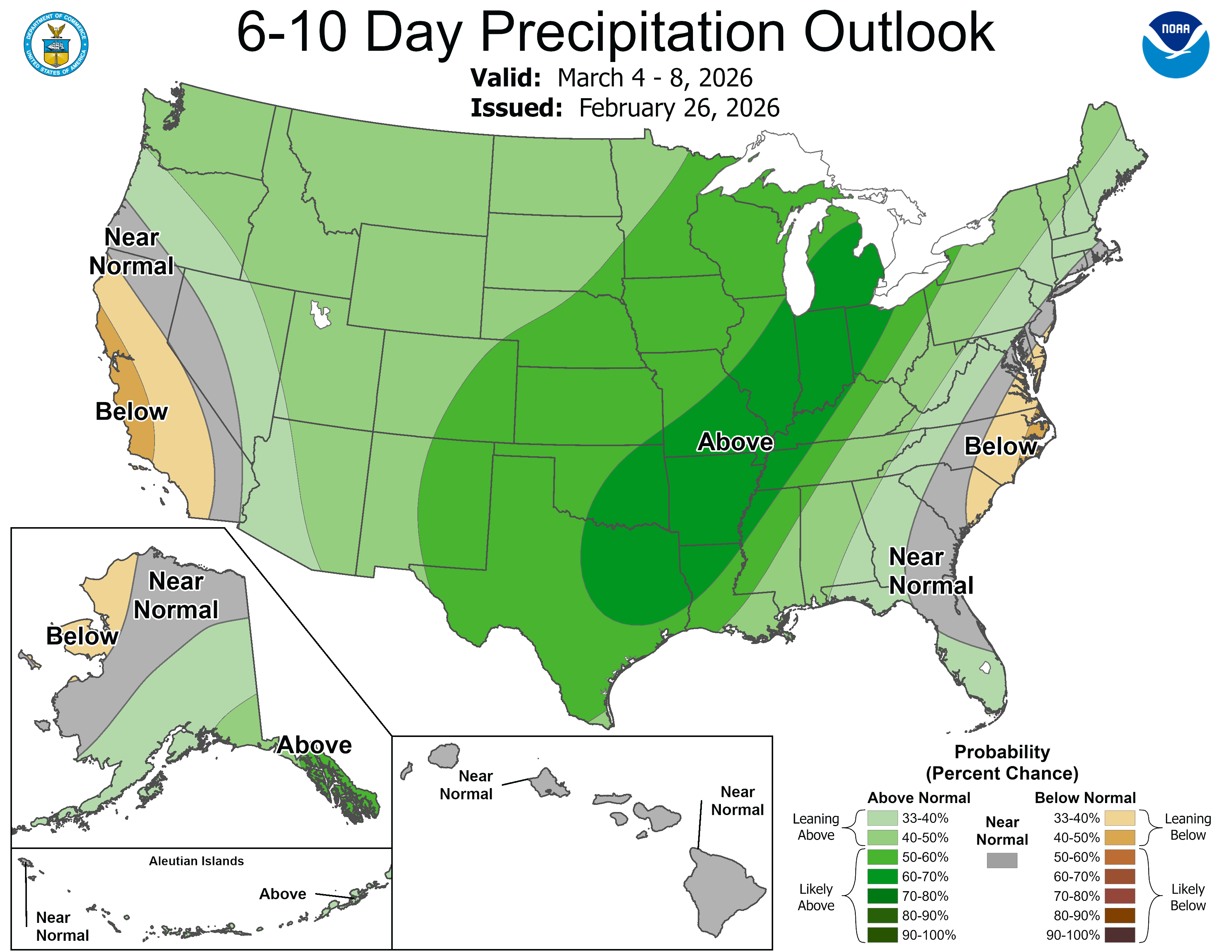 NOAA 6 to 10-day precipitation outlook