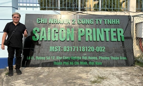Sunny Lau outside Saigon Printer, his industrial textile printing factory in Ho Chi Minh City