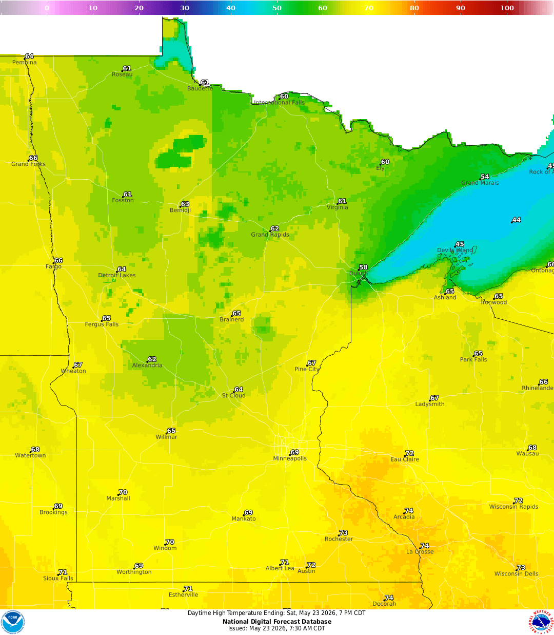 Highs for Saturday