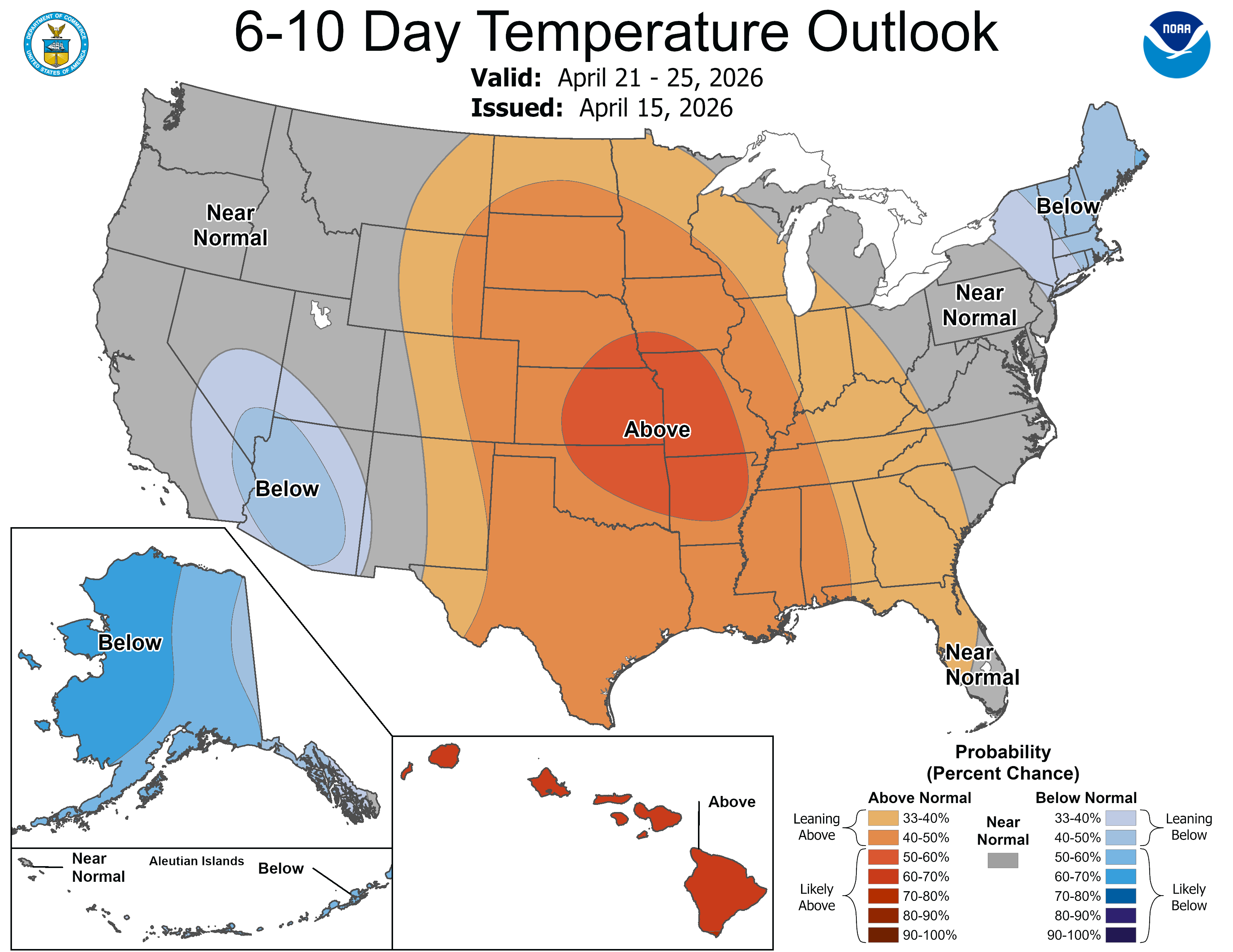 NOAA 6 to 10-day temperature outlook