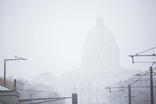 The Minnesota Capitol building in the snow