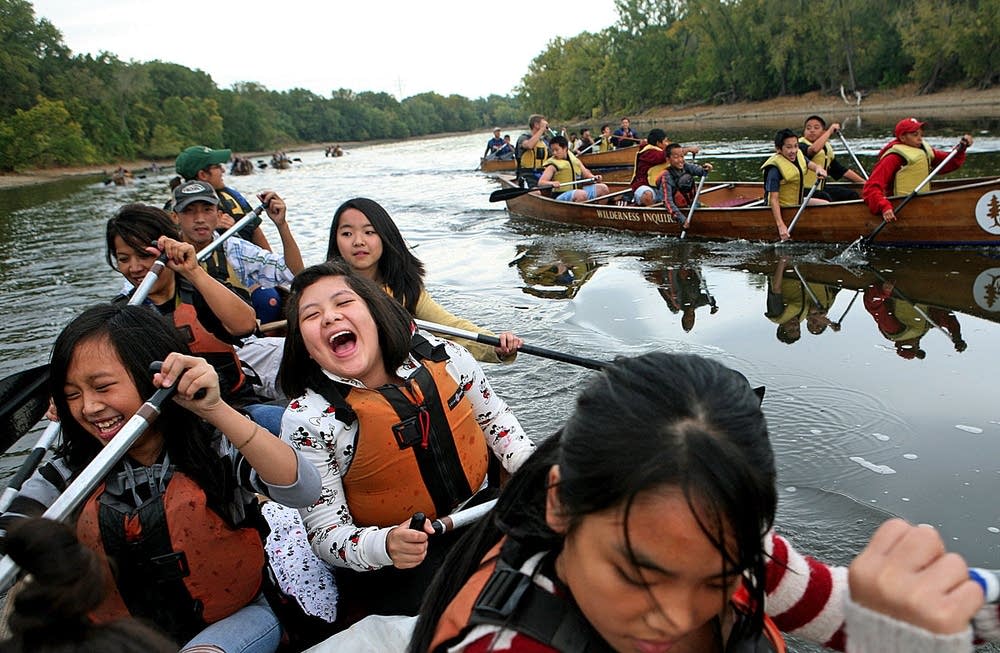Students on the river