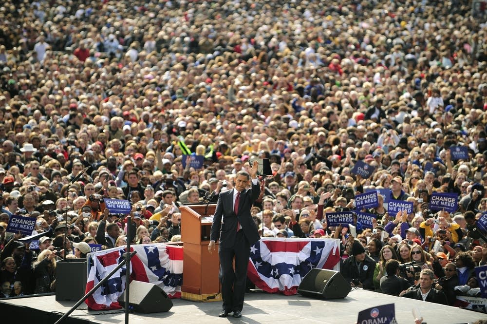 Barack Obama at a rally in Indiana