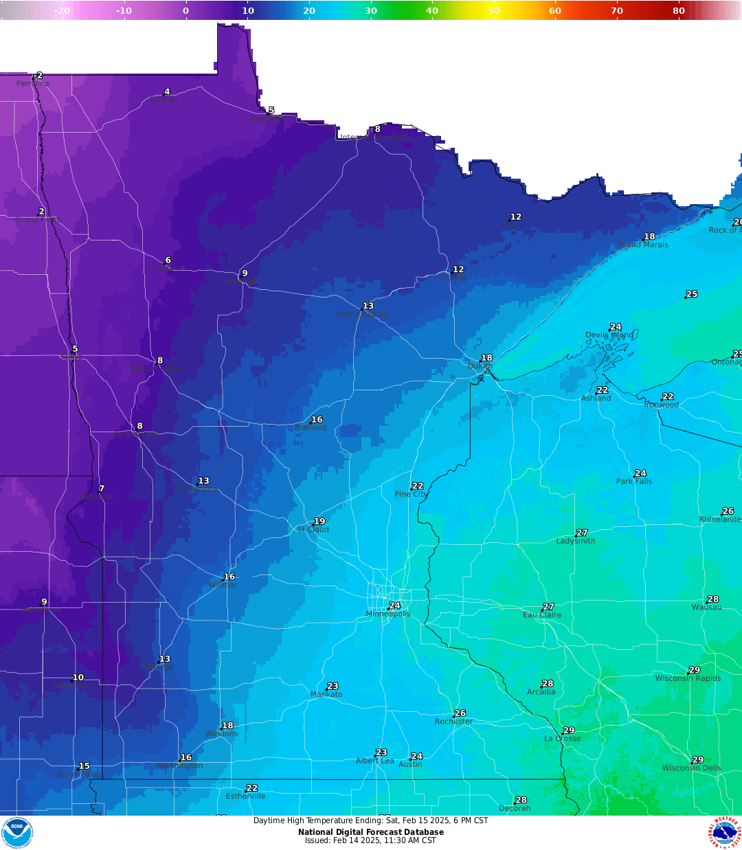 Highs for Saturday