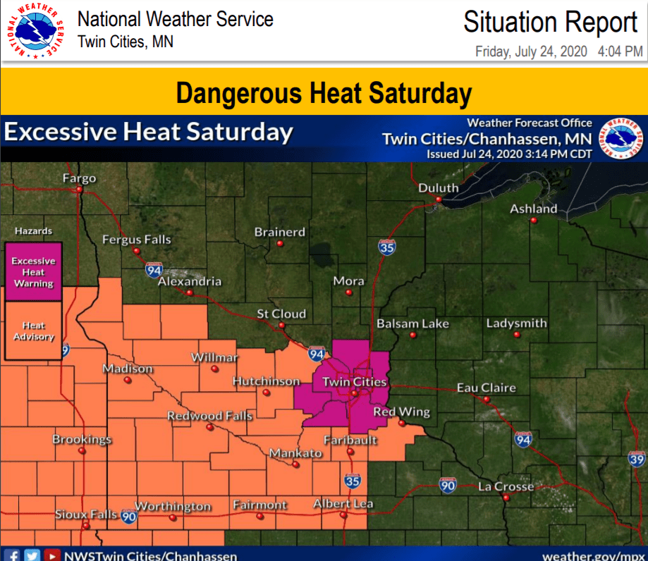 Excessive heat warning Saturday