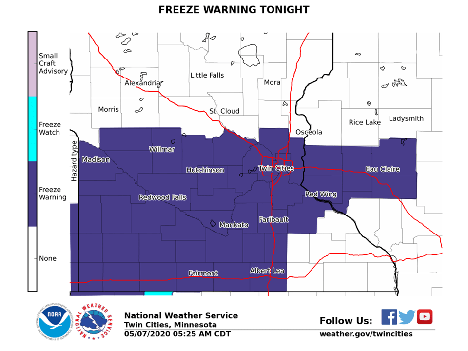Southern Minnesota under a freeze warning as cold air spreads MPR News