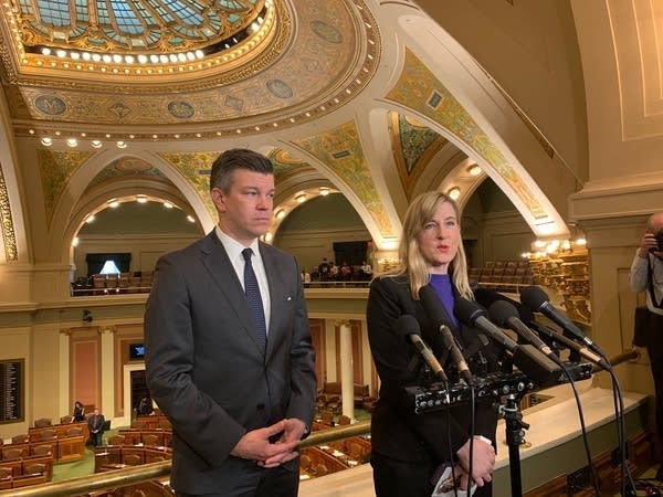 DFL House Majority Leader Ryan Winkler and House Speaker Melissa Hortman