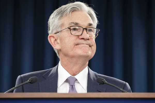 Federal Reserve Board Chair Jerome Powell speaks during a news conference.