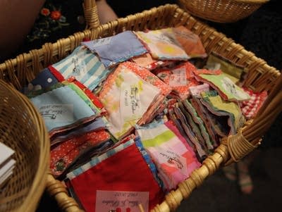 A basket of quilt pieces