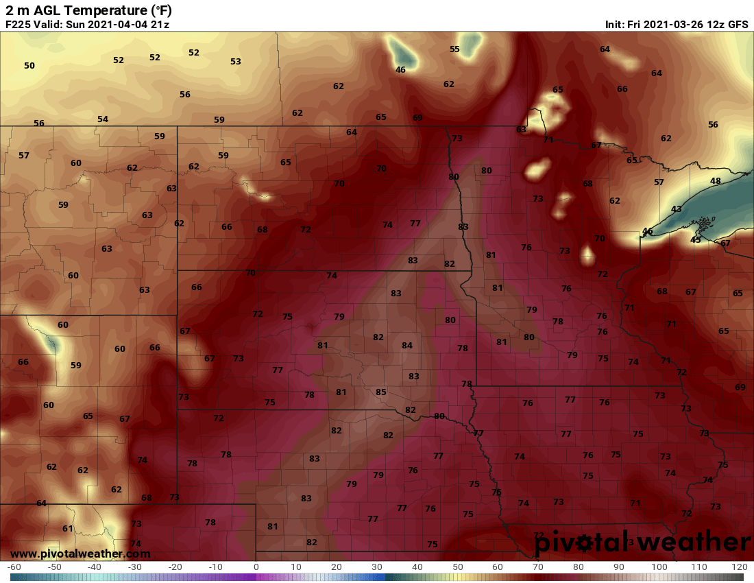 70 degrees with a shot at 80? Warmest air mass in 5 months next week