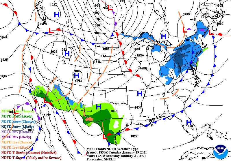 Surface weather map 6 am Wednesday