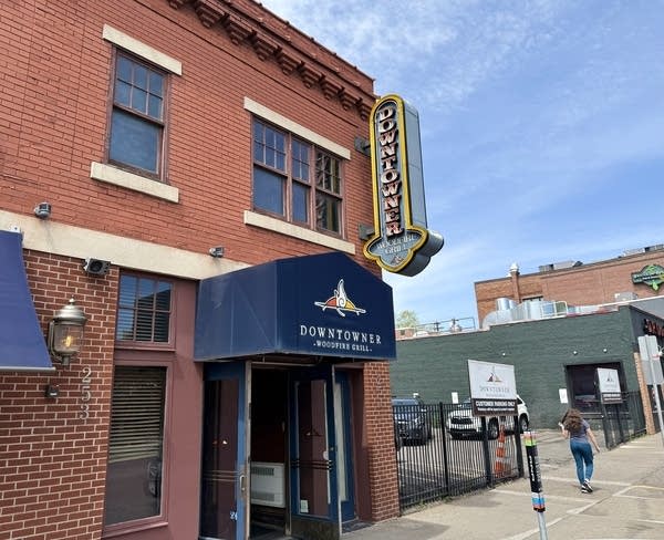 The exterior of the Downtowner Woodfire Grill.