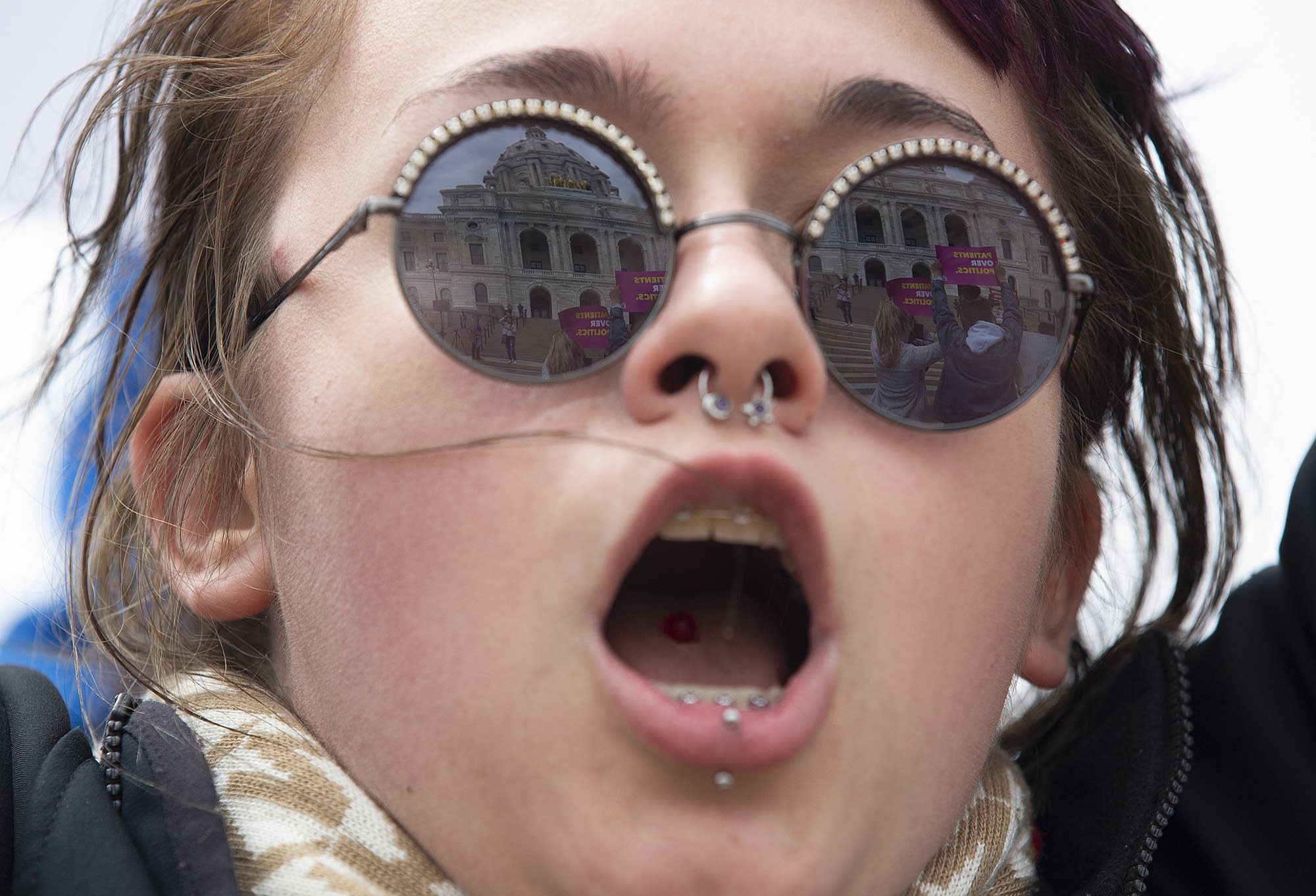 Halie Juneau of Excelsior takes part in a protest against abortion bans.