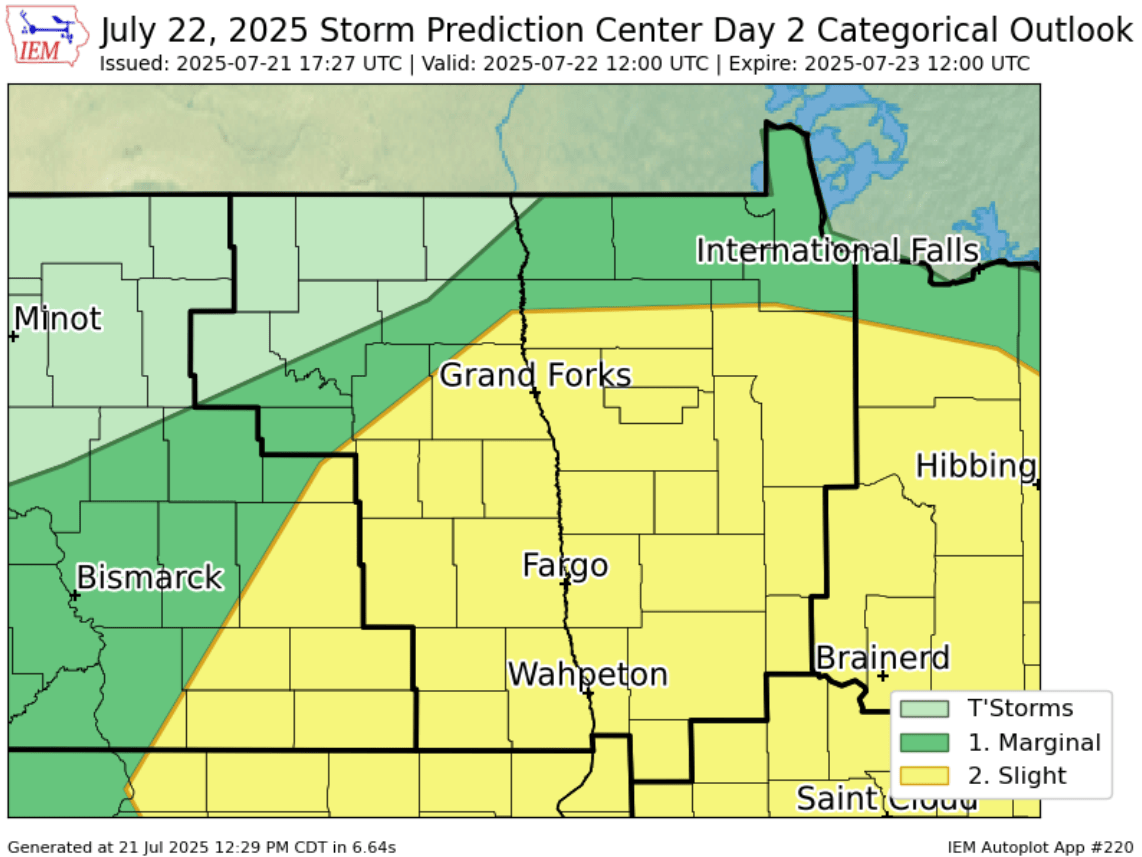 Severe weather risk areas