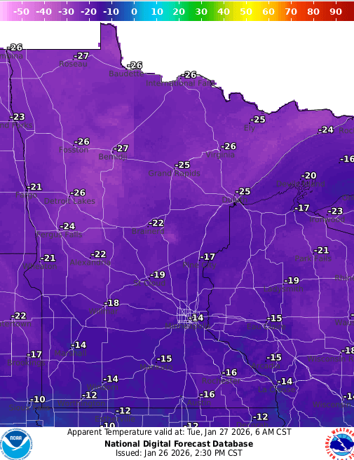 Wind chill readings
