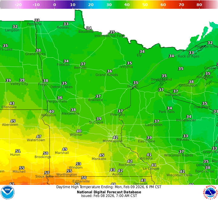Monday's highs