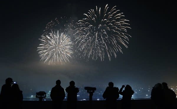 People in South Korea watch fireworks