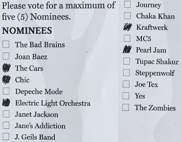 Current Program Director Jim McGuinn's selections for induction into the 2017 Rock & Roll Hall of Fame.