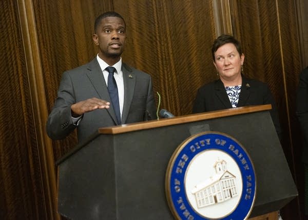 St. Paul Mayor Melvin Carter speaks during a press conference.