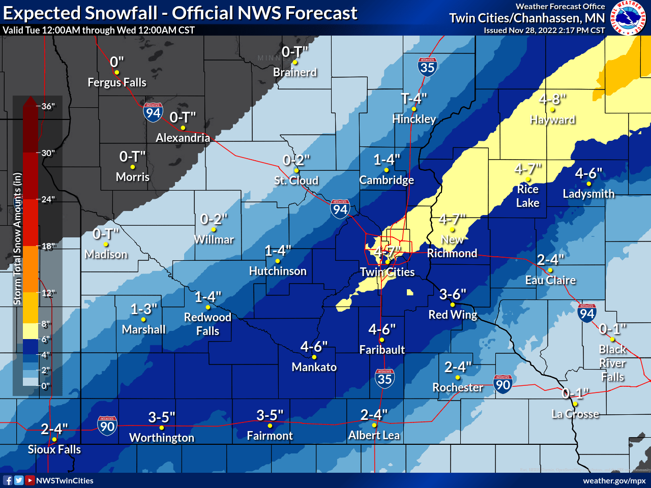 Snowfall projection for