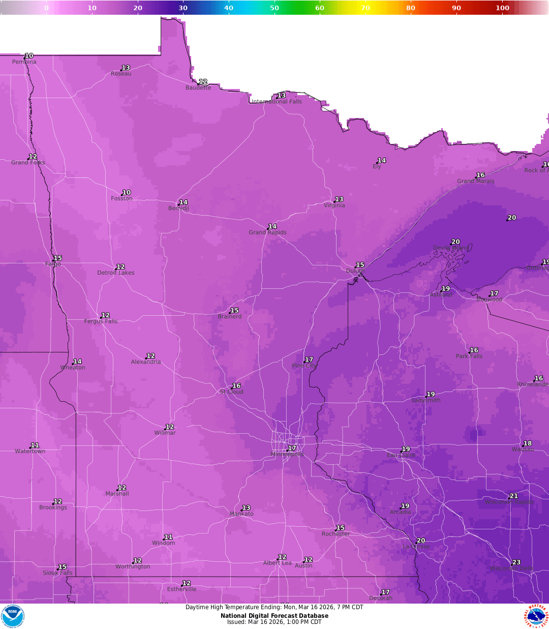 Highs for Monday