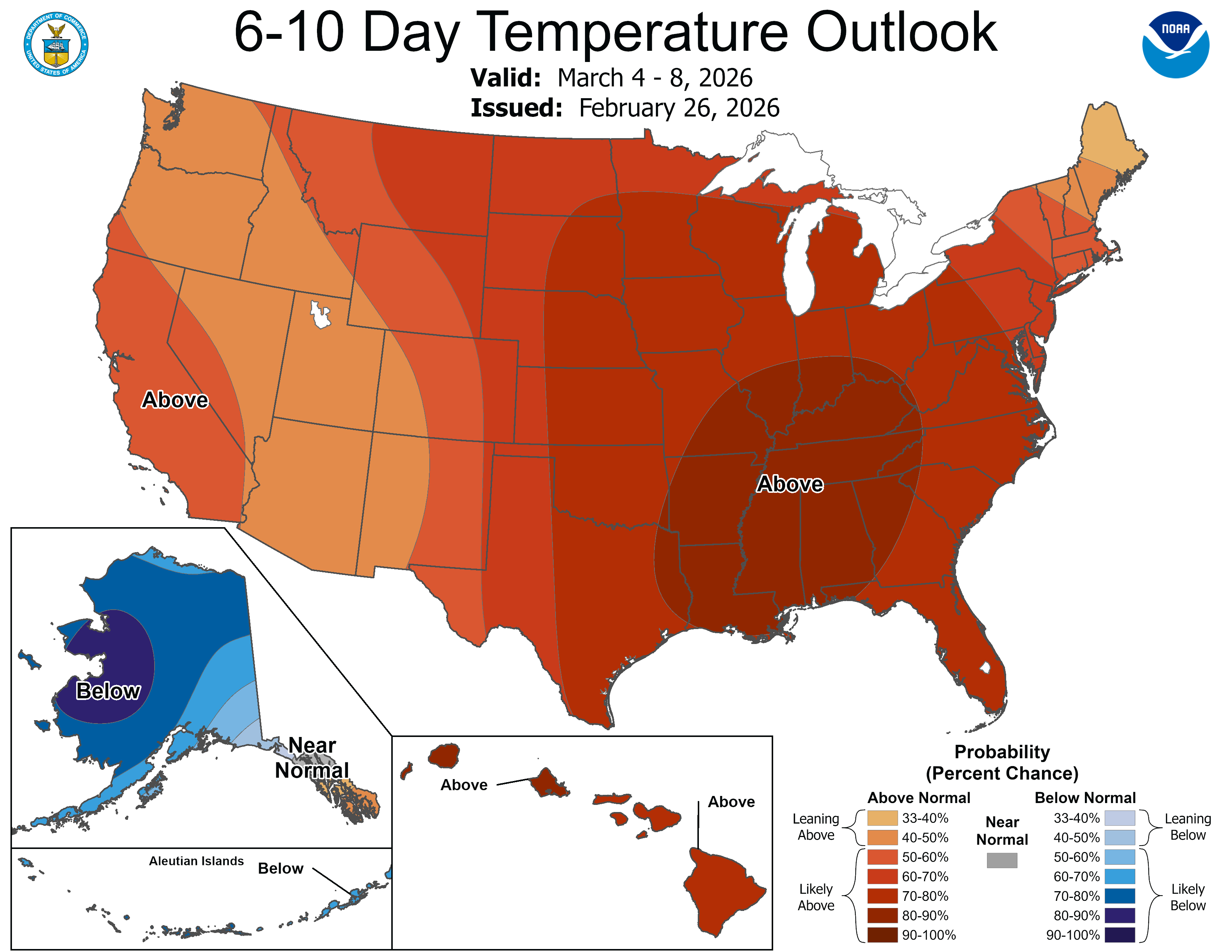 NOAA 6 to 10-day temperature outlook