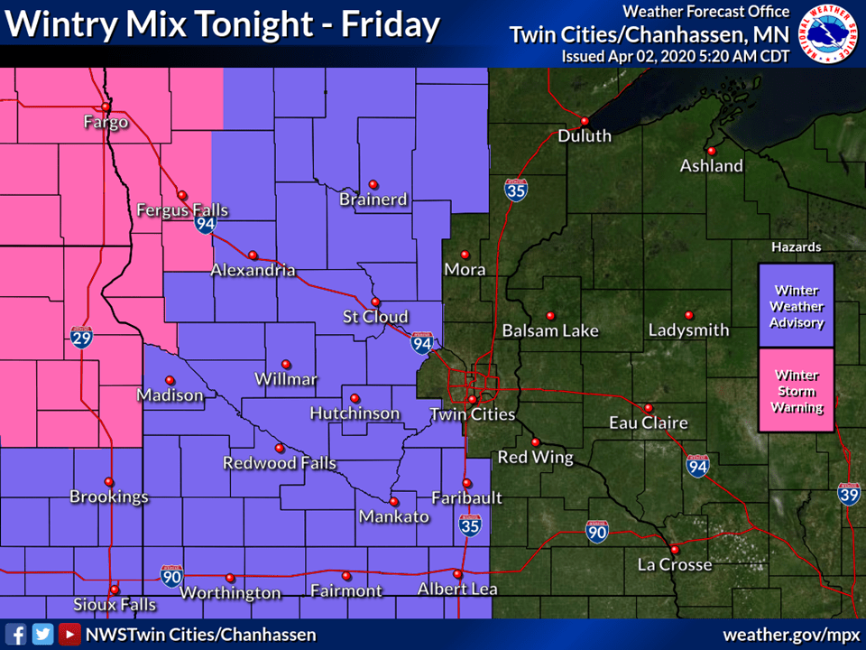 Wintry storm in progress in Red River Valley; main event overnight and Friday for Twin Cities