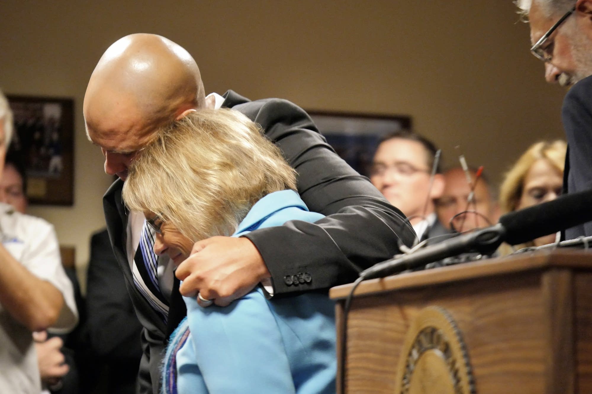 Trevor Wetterling hugs his mother.