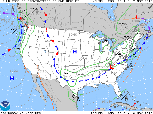 Tuesday morning weather map