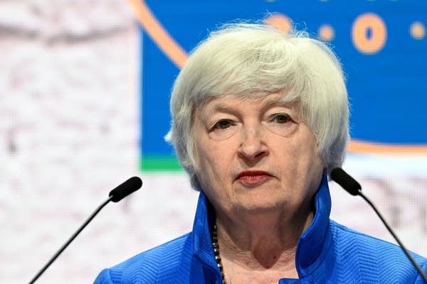 U.S. Treasury Secretary Janet Yellen looks on during a press conference during the G20 finance ministers and central bankers meeting in Venice, on July 11 2021. G20 finance ministers gathered on July 9, 2021 in Venice under tight security, with global tax reform at the top of the agenda as the world's biggest economies seek to ensure multinational companies pay their fair share. 