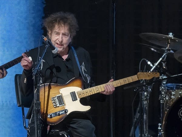 Bob Dylan performs as a surprise guest during Farm Aid at Ruoff Home Mortgage Music Center on September 23, 2023, in Noblesville, Indiana.