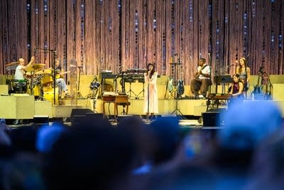 Clairo performing on stage