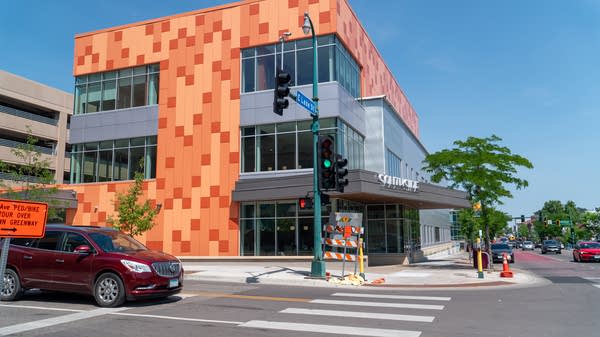 The exterior of a building seen from across the street.