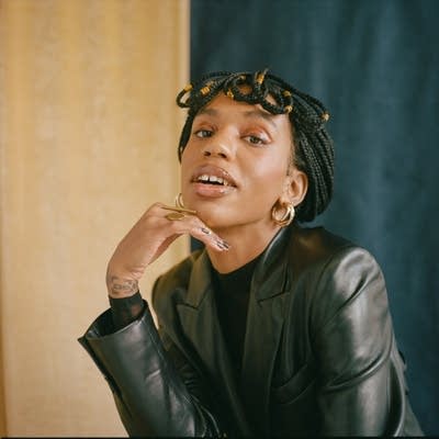 Portrait of a woman in a leather jacket