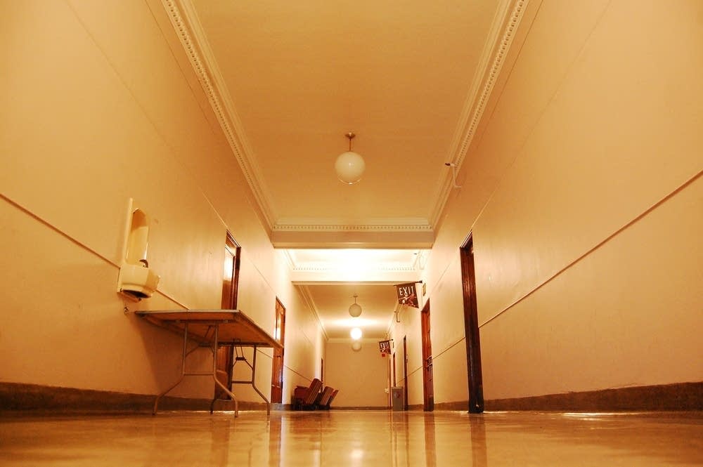 Empty halls in Northrop Auditorium
