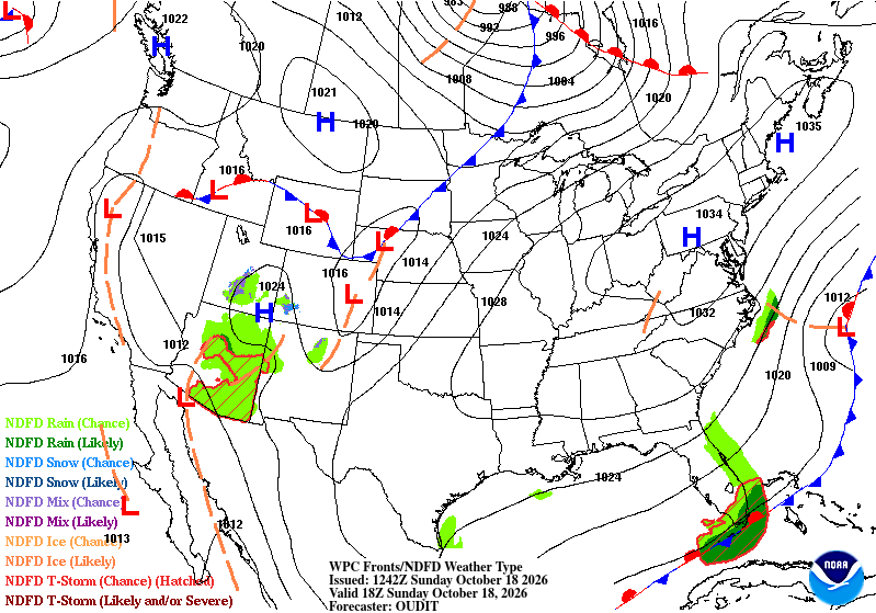 Surface analysis for Sunday 1 p.m.