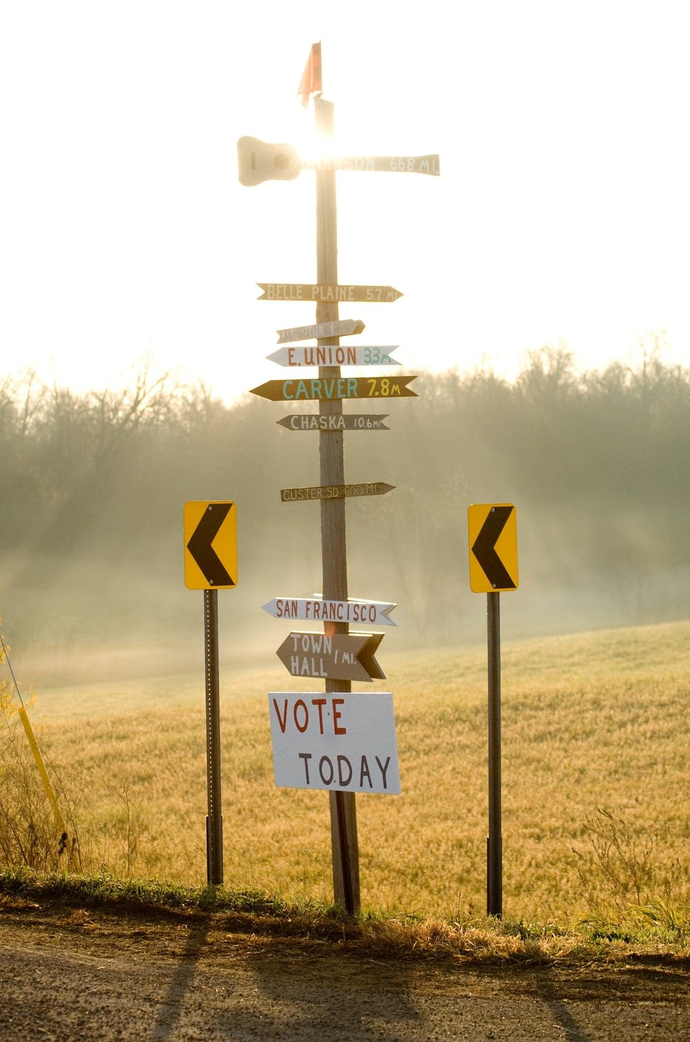 Rural polling place sign