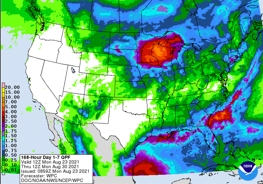 Seven-day rainfall through 7 a.m. next Monday