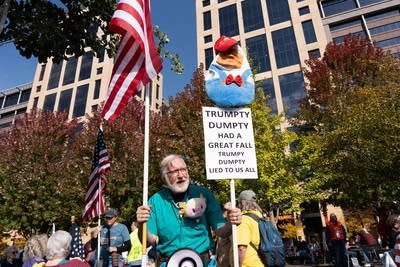 A man protests